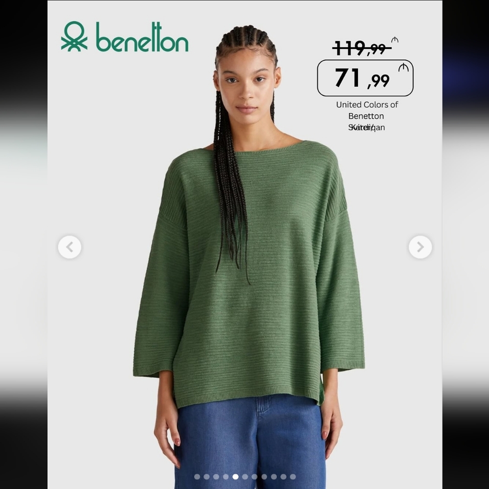 United Colors of Benetton Linen/Cotton Boatneck Sweater